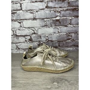 Maypol Silver Leather Espadrilles Casual Lace Up Shoes Women’s Sz 38EU/7.5M US